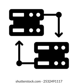 Servidor de datos con flecha que muestra el icono de concepto de intercambio de datos