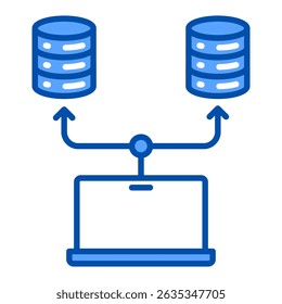 Data server blue color icon. Simple vector icon design in blue color style. Editable vector format