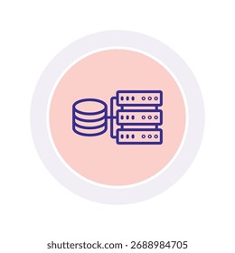 Icono de círculo de color del servidor de datos, Vector, píxel perfecto, archivo ilustrador 