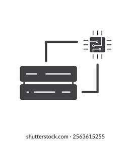 Data server connects to central processing unit icon 