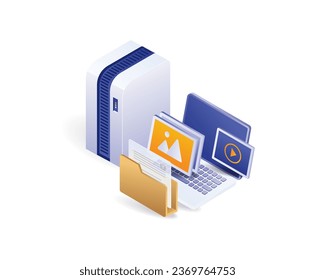 Data server for digital content creators flat illustration concept