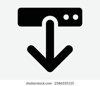 Data Server Download Storage Archive Arrow Down Load Hard Disk Computer CPU Memory Black White Icon Sign Symbol Graphic Illustration Vector