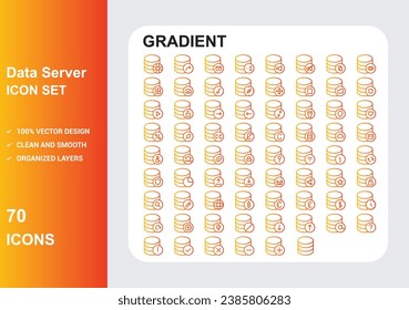 data server line gradient Icons with White Background Free Vector