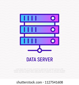 Data server thin line icon. Modern vector illustration.