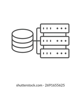 Ícone de linha fina do servidor de dados, vetor, pixel perfect, arquivo illustrator 