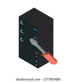 data server tower with screwdriver vector illustration design