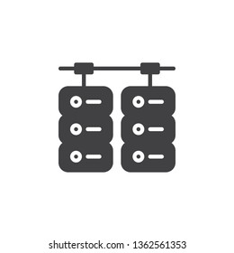 Data server transfer vector icon. filled flat sign for mobile concept and web design. Database center network server connection glyph icon. Symbol, logo illustration. Pixel perfect vector 