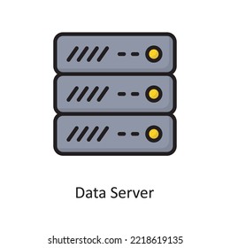 Data Server Vector  Filled Outline Icon Design illustration. Cloud Computing Symbol on White background EPS 10 File