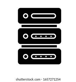 Data servers black icon, concept illustration, vector flat symbol, glyph sign.