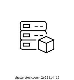 Servidores De Dados Empilhados Com Um Cubo Que Representa O Gerenciamento De Armazenamento De Dados