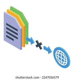 Data service lost icon isometric vector. Internet error. Device storage