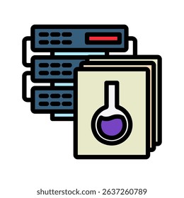 Data Set mini illustration outline color icon, use for research and development, education, industry, UI, UX kit, app and web development, digital or print.