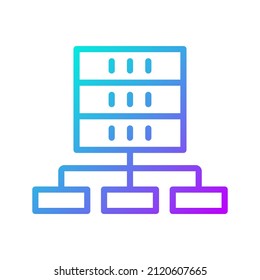Data set technology gradient linear vector icon. Virtual storage for information keeping. Data mining support tools. Thin line color symbol. Modern style pictogram. Vector isolated outline drawing
