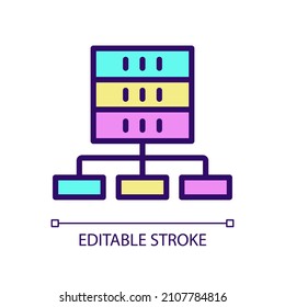 Data set technology RGB color pixel perfect icon. Information virtual storage. Data mining support tools. Isolated vector illustration. Simple filled line drawing. Editable stroke. Arial font used