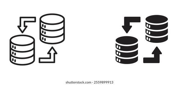 Data share Icon set in black color for ui designs