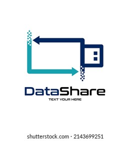 Data share vector logo template. This design use flash disk symbol. Suitable for technology.