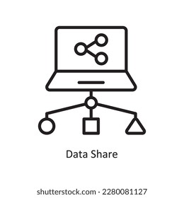 Ilustración de diseño de iconos de esquema de vector de recurso compartido de datos. Símbolo de datos sobre el archivo EPS 10 de fondo blanco