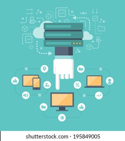 Data Sharing. Cloud Computing And Internet Communication Technology Concept