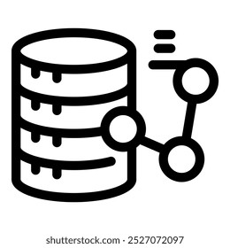 Data sharing concept with database connecting with molecule icon in thick line style