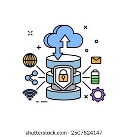 Datenfreigabe Füllfarbsymbol, Vektorgrafik.
