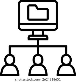 Ilustração do vetor de linha de ícone de compartilhamento de dados