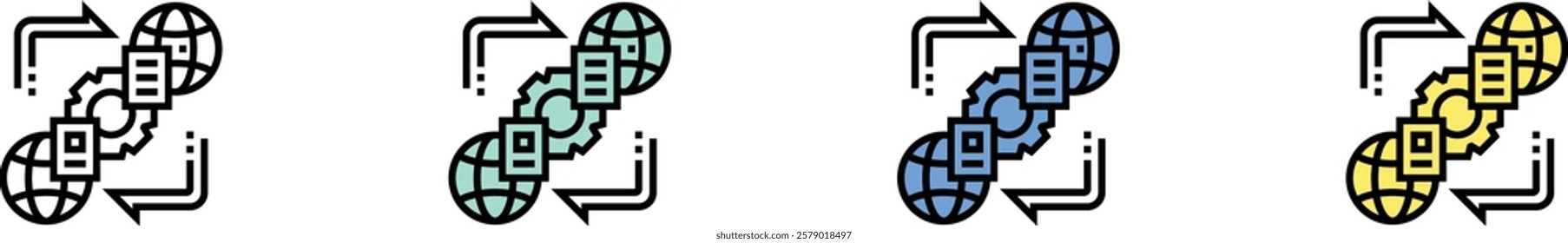 data sharing icon. Outline, Green, Blue and Yellow Style Design Isolated On White Background