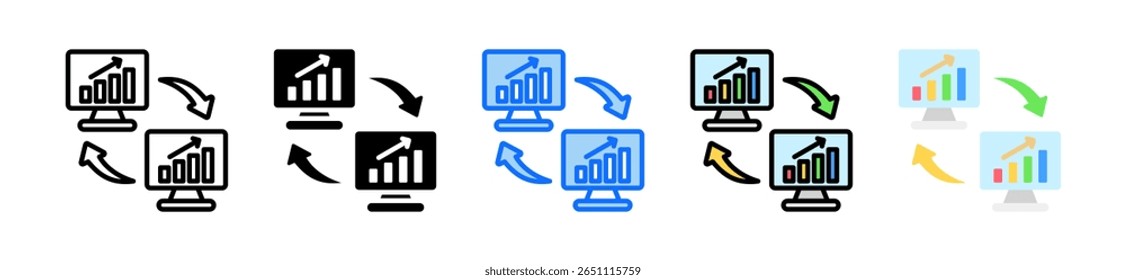 Ícone de Compartilhamento de Dados Definir Coleção de Vários Estilos