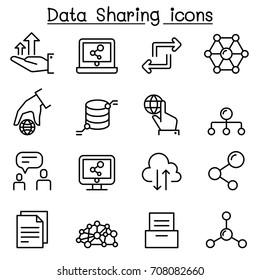 Data Sharing Icon Set In Thin Line Style