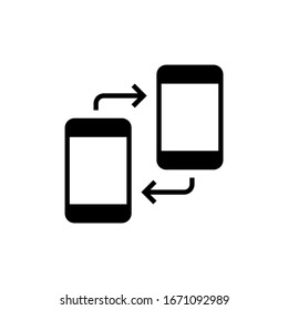 Data sharing icon vector in black solid flat design icon isolated on white background