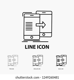 data, Sharing, sync, synchronization, syncing Icon in Thin, Regular and Bold Line Style. Vector illustration