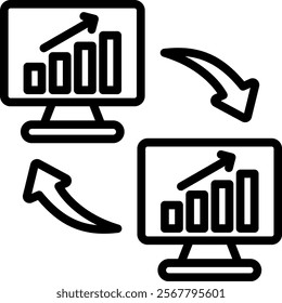 Data Sharing Vector Lineal Icon On White Background.