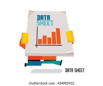 Data sheet. Flat vector illustration.