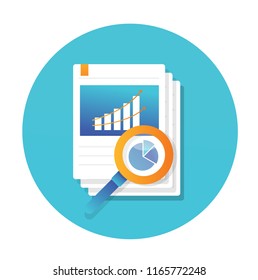 Data sheet with graph icon flat vector design.