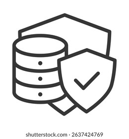Data Shield Icon Lineal Style Vector Illustration