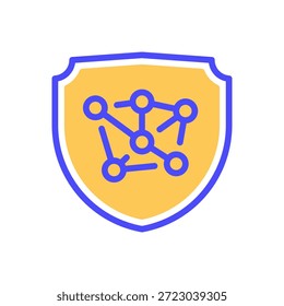 Icono de línea de protección de datos, símbolo de esquema para protección de privacidad, seguridad cibernética, seguridad de la información, defensa digital y almacenamiento seguro. Icono de signo de Vector.