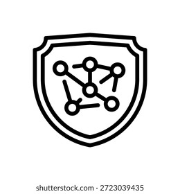 Data Shield Line Icon, Outline Symbol for Privacy Protection, Cyber Safety, Information Security, Digital Defense, and Secure Storage. Vector Sign Icon.
