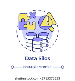 Data silos multi color concept icon. Database system, information organization. Round shape line illustration. Abstract idea. Graphic design. Easy to use in infographic, presentation