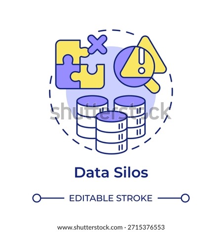 Data silos multi color concept icon. Database system, information organization. Round shape line illustration. Abstract idea. Graphic design. Easy to use in infographic, presentation