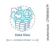 Data silos soft blue concept icon. Database system, information organization. Round shape line illustration. Abstract idea. Graphic design. Easy to use in infographic, presentation