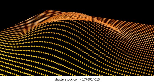 Data slice in the volume of the distribution function of point data. Three-dimensional flow of analytical information. The bulge of the mountain in the context of science.