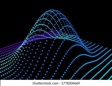 Data slice in the volume of the distribution function of point data. Three-dimensional flow of analytical information. The bulge of the mountain in the context of science.