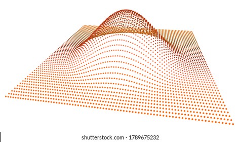 Data slice in the volume of the distribution function of point data. Three-dimensional flow of analytical information. The bulge of the mountain in the context of science.