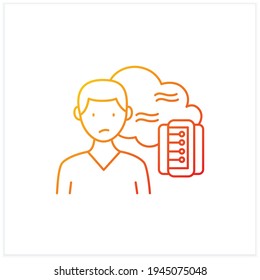 Data smog gradient icon. Information overload. Overwhelmed individuals brain and system. Unsatisfied situation. Isolated vector illustration.Suitable to banners, mobile apps and presentation