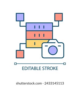 Data snapshot RGB color icon. Camera memory storage. Computing. Record of digital files. Instant disaster recovery. Isolated vector illustration. Simple filled line drawing. Editable stroke