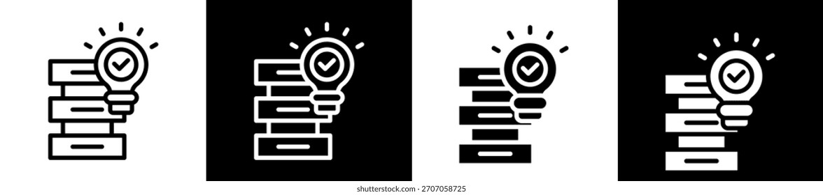 Data Solution Icon Set In Black And White Filled Style Collection