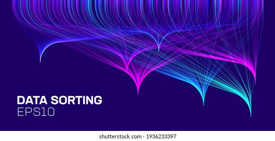 Data sorting analytic HUD. Sorting lines background. Big data vector background