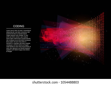 Data Sorting From Chaos To System. Artificial Intelligence. Big Data Smart System. Programming, Coding. Vector Illustration. 