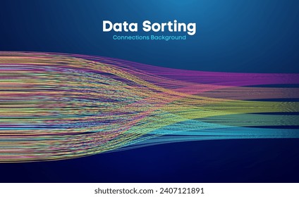 Data sorting colorful lines background. Data flow technology illustration