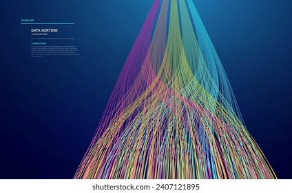 Data sorting colorful lines background. Data flow technology illustration