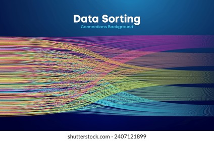 Data sorting colorful lines background. Data flow technology illustration